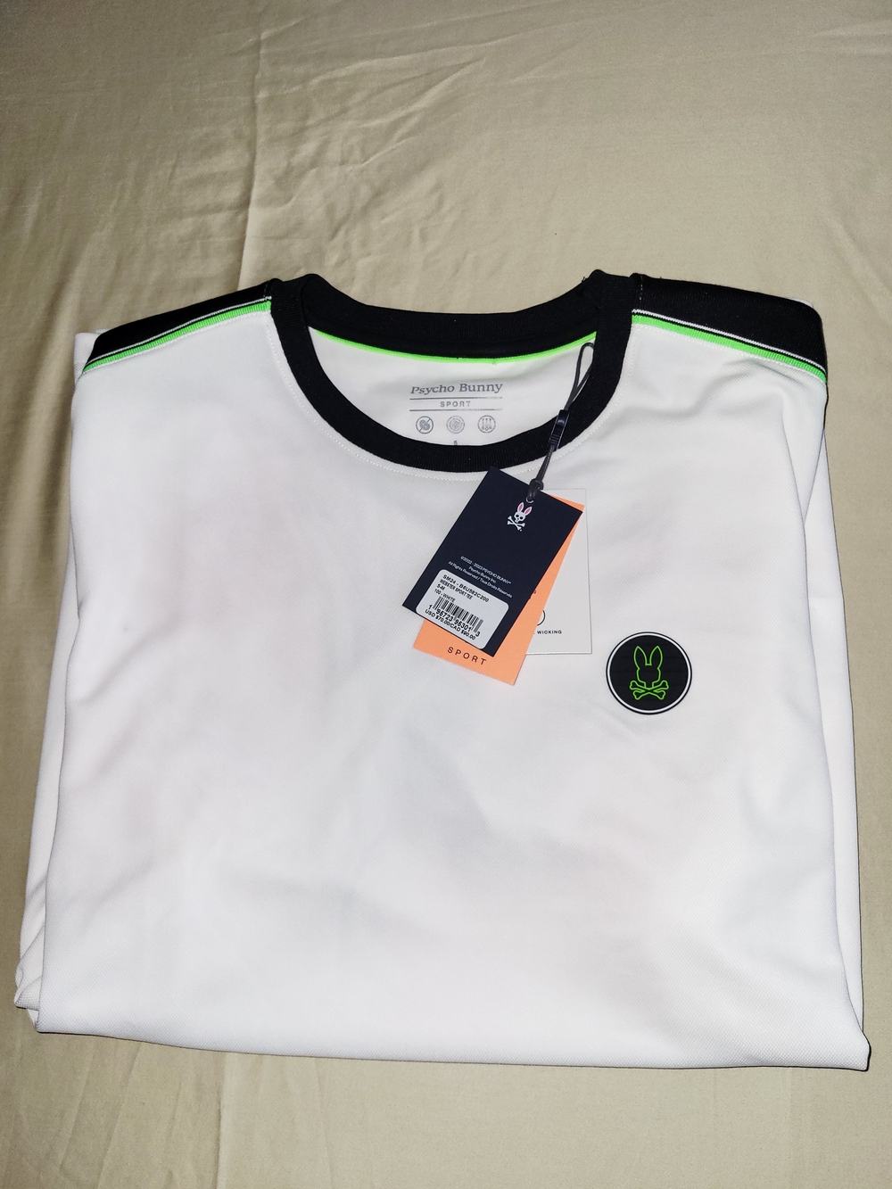 Psycho Bunny Sport Mens Webster Sport Tee Shirt White Size 5 Medium NWT - Picture 3 of 9